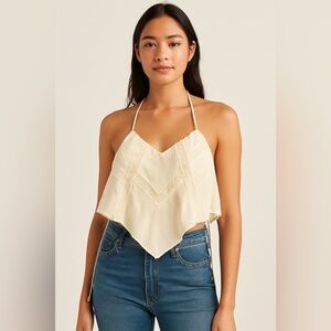 Victoria’s Secret Ivory Lace Handkerchief Hem Halter Top – Size S